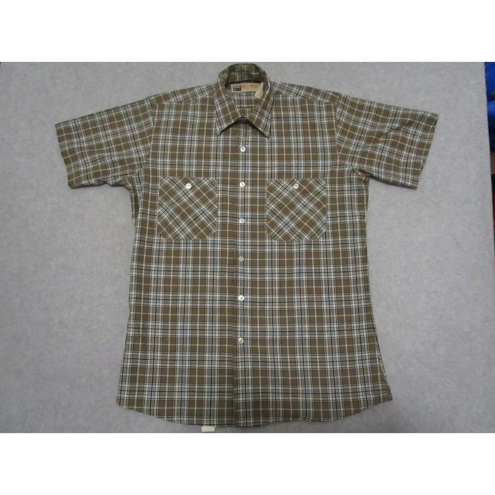 VTG BIG MAC Shirt Men's Medium Brown Plaid JcPenney's 60s 70s Workwear
